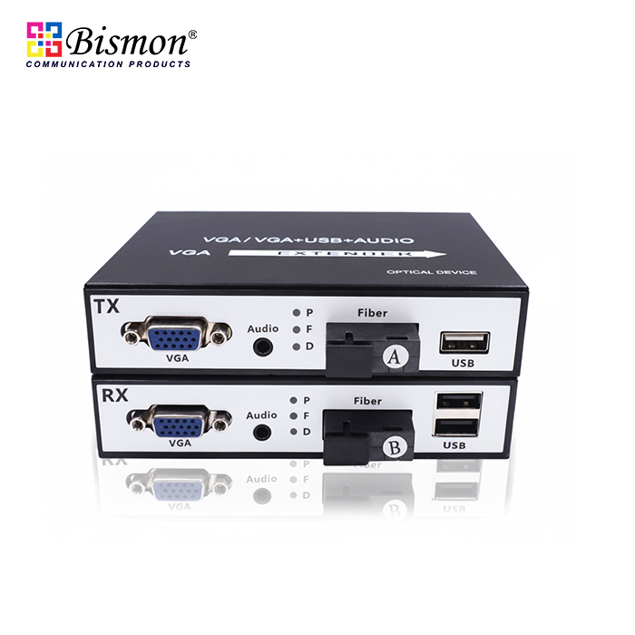 Converter VGA Audio USB to Fiber optic Single-mode 20km, SC single-fiber